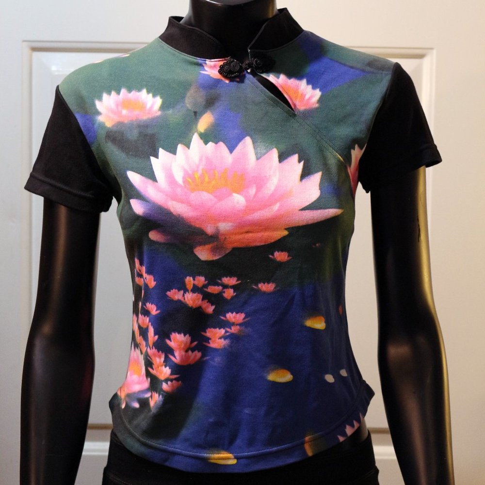 Lotus flower Top with asian neck clasp